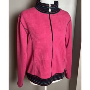 I-Active Women's Full Zip Warm Up Petite Large Casual Outdoor Textured Colorful